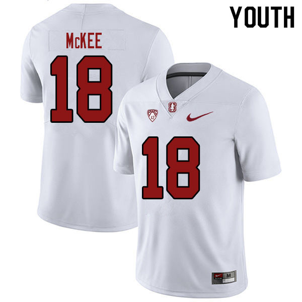 Youth #18 Tanner McKee Stanford Cardinal College Football Jerseys Sale-White - Click Image to Close